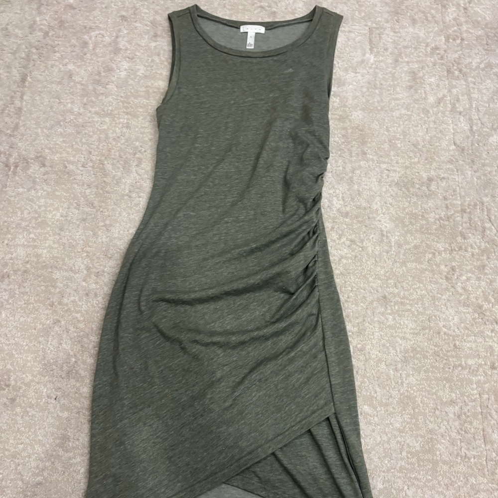 Leith Asymmetrical Sleeveless Dress in Dark Green